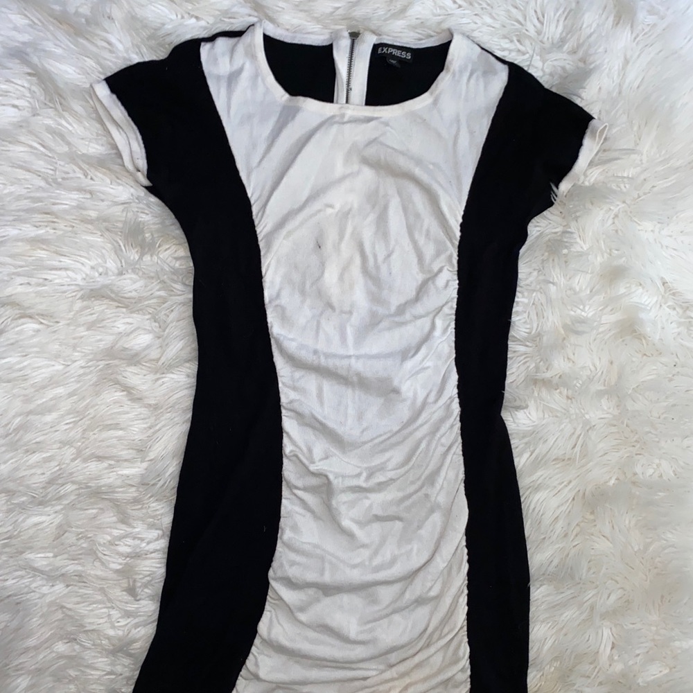 Express black and white knit dress